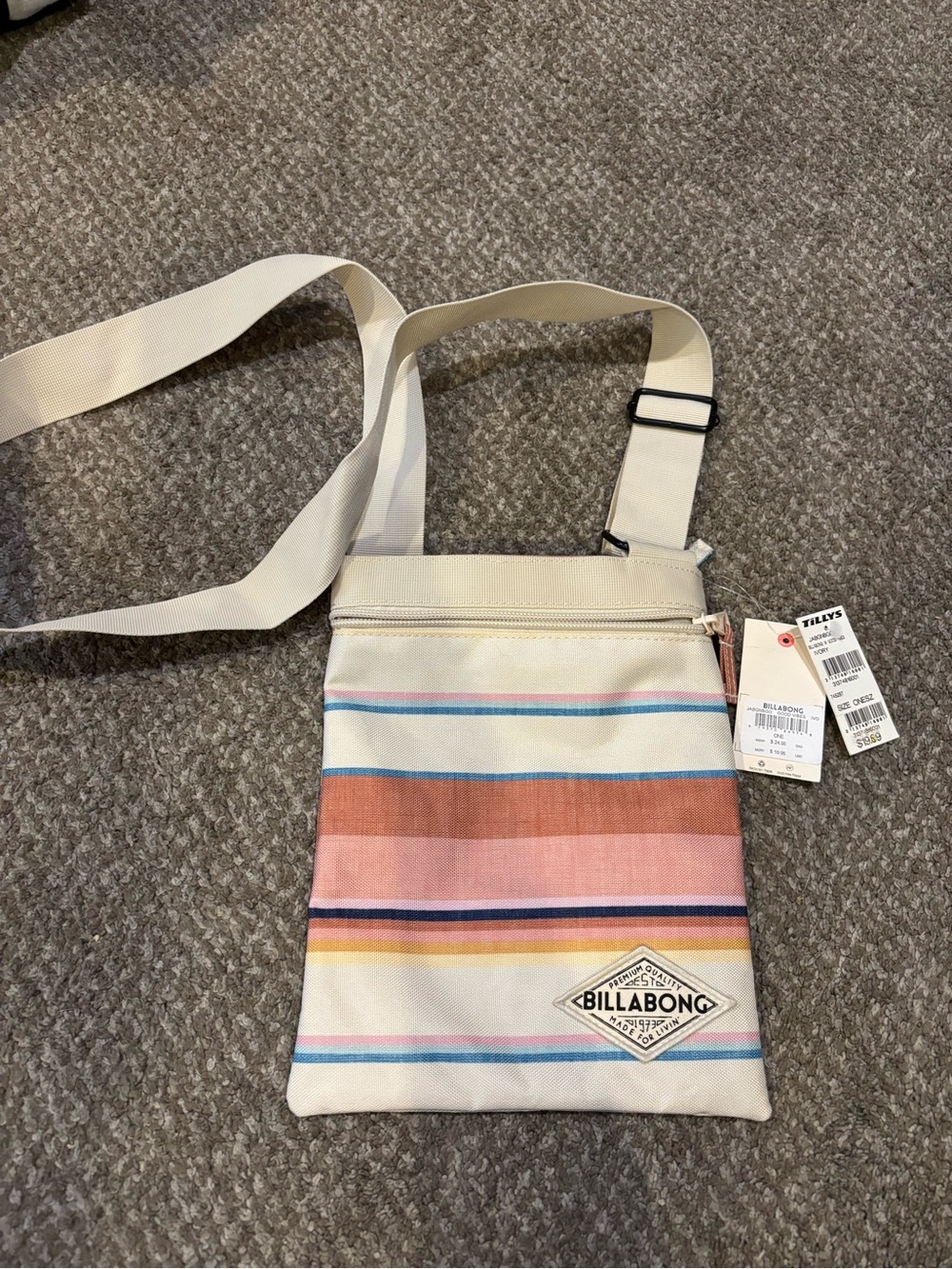 Billabong Cream Crossbody with Multicolor Stripes